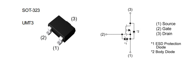Applikations-Schaltungsdiagramm - ROHM Semiconductor BSS84W Kleinsignal-MOSFET